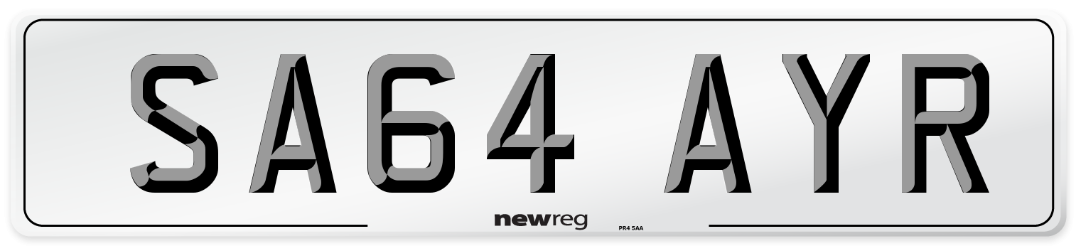 SA64 AYR Number Plate from New Reg